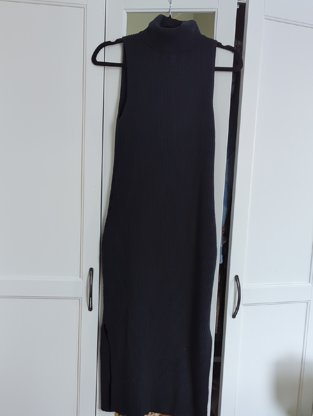 Anthropologie Ribbed Turtleneck Sleeveless Knit Dress Sexy Elevated Date Night